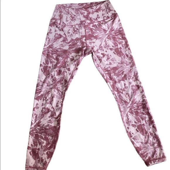 Harmony and Balance Pink & White Water Color Tie-Dye Leggings Small - Picture 4 of 8